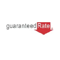 Company logo of guaranteed rate, featuring red and black text with a red arrow graphic below the word "rate".